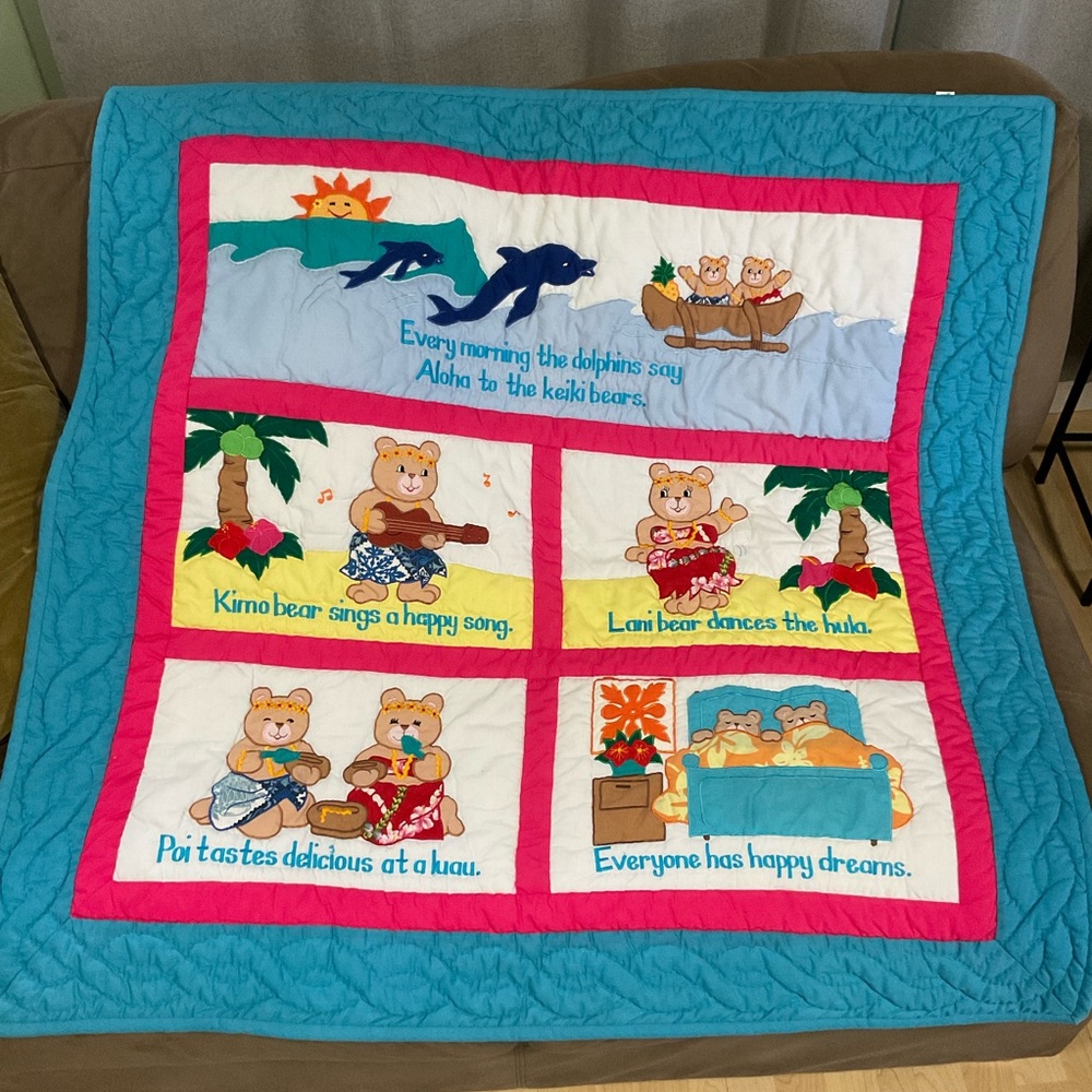 Hawaiian quilted baby blanket crib quilt floor play mat